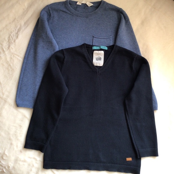 Zara Other - Zara Navy V Neck Sweater & H&M Crewneck Blue Sweater, size 6